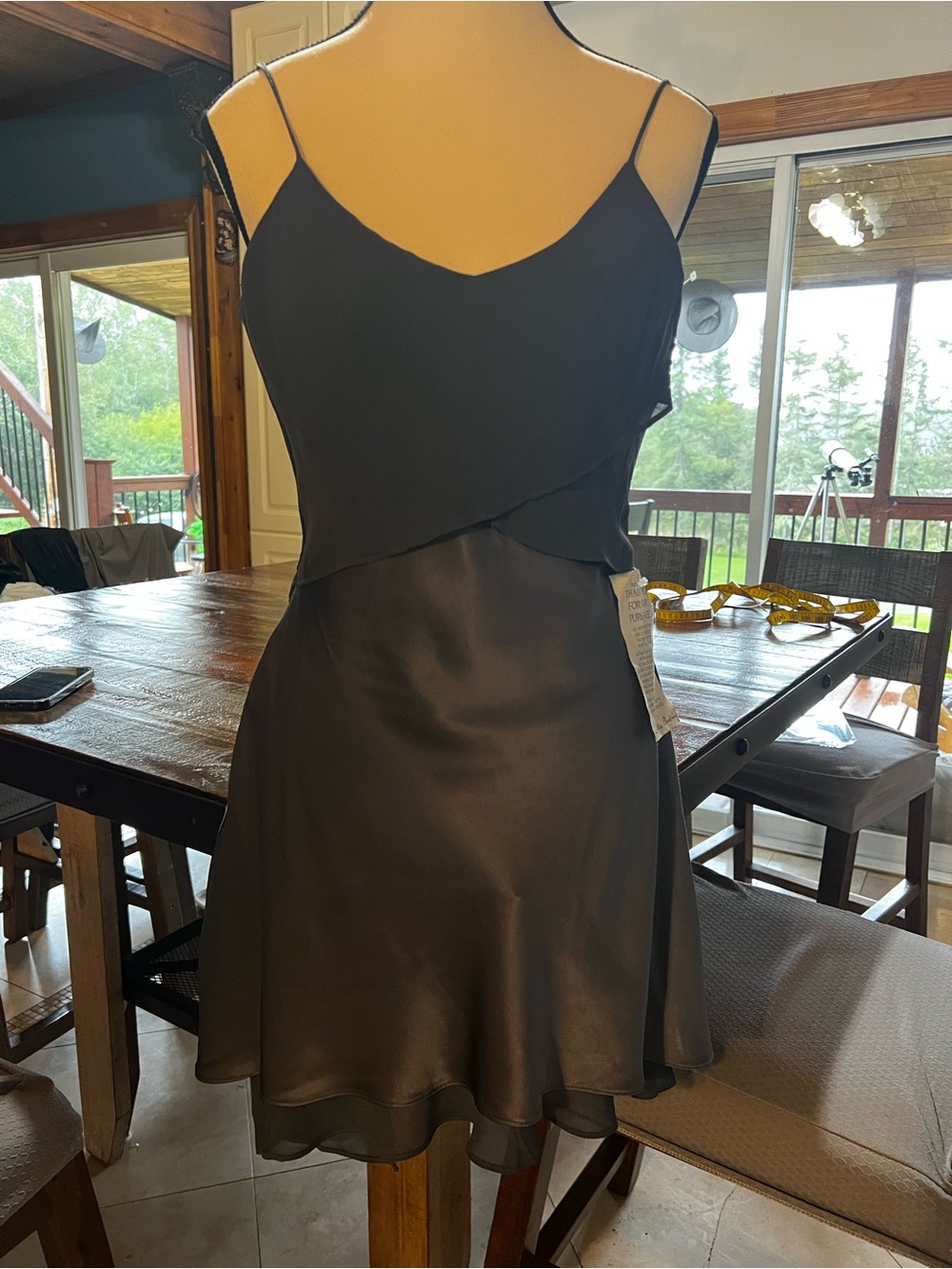 Lillie Rubin Black Satin Mini Slip Dress